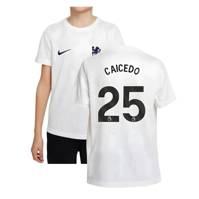 2025-2026 Chelsea Pre-Match Shirt (White) - Kids (Caicedo 25)-SoccerKits Hub | Buy Soccer Jerseys Online